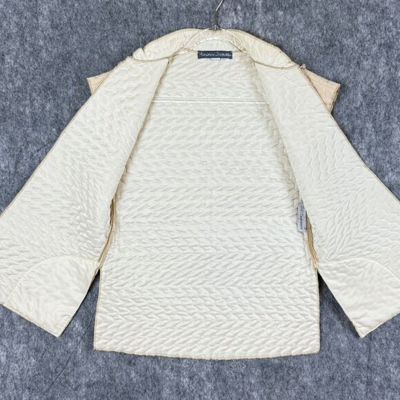 Fernando Sanchez Cashmere Vest Open Quilted Asian Style Top Cream Sz P Cheongsam - Picture 5 of 12